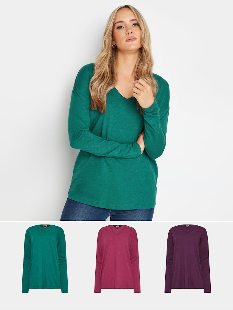 Long Tall Sally Long Sleeve 100% Cotton T-Shirts 3 Pack - Bild 1 von 8 Long Tall Sally Long Sleeve 100% Cotton T-Shirts 3 Pack - Bild 1 von 8