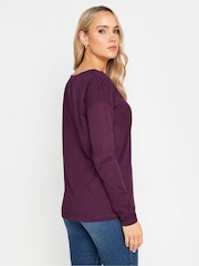 Long Tall Sally Purple Long Sleeve V-Neck 100% Cotton T-Shirt - Image 3 of 5