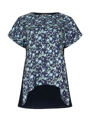 M&Co Blue Petite Woven Front Short Sleeve Top - Image 5 of 5