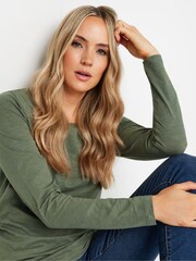 Long Tall Sally Green Long Sleeve Scoop Neck 100% Cotton T-Shirt - Image 2 of 5