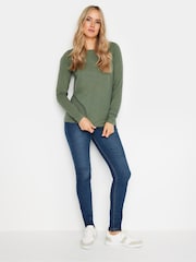 Long Tall Sally Green Long Sleeve Scoop Neck 100% Cotton T-Shirt - Image 4 of 5
