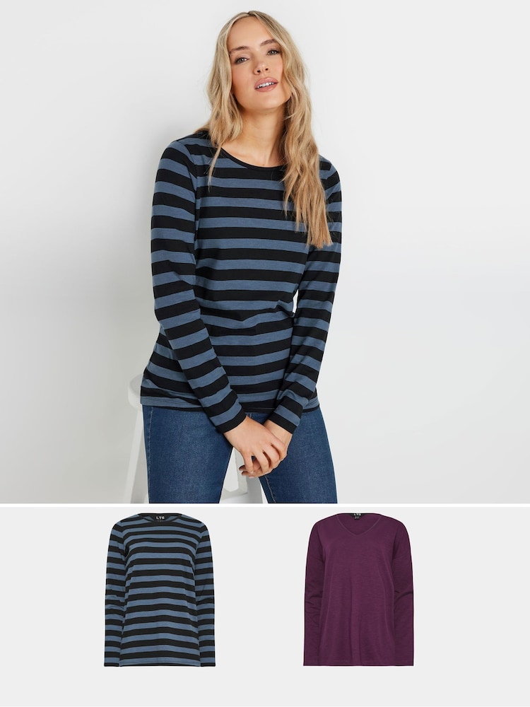 Pack de 2 camisetas de algodón 100 % y manga larga de Long Tall Sally - Imagen 1 de 8