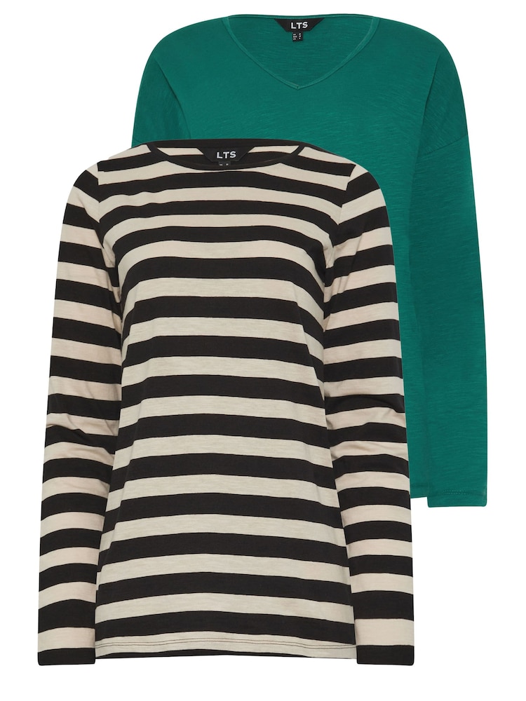Long Tall Sally Black Long Sleeve 100% Cotton T-Shirts 2 Pack - Image 6 of 8
