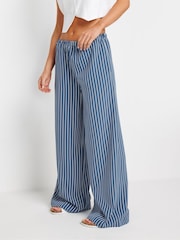 PixieGirl Petite Blue Stripe Wide Leg Trousers - Image 3 of 6