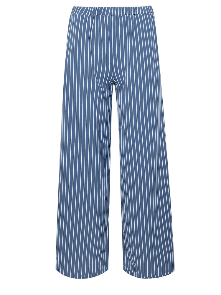 PixieGirl Petite Blue Stripe Wide Leg Trousers - Image 6 of 6