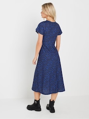 M&Co Black Petite Printed Short Sleeve Twist Front Dress - Image 2 of 5