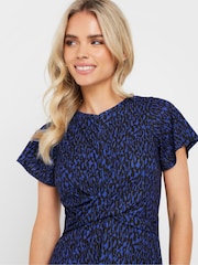 M&Co Black Petite Printed Short Sleeve Twist Front Dress - Image 3 of 5