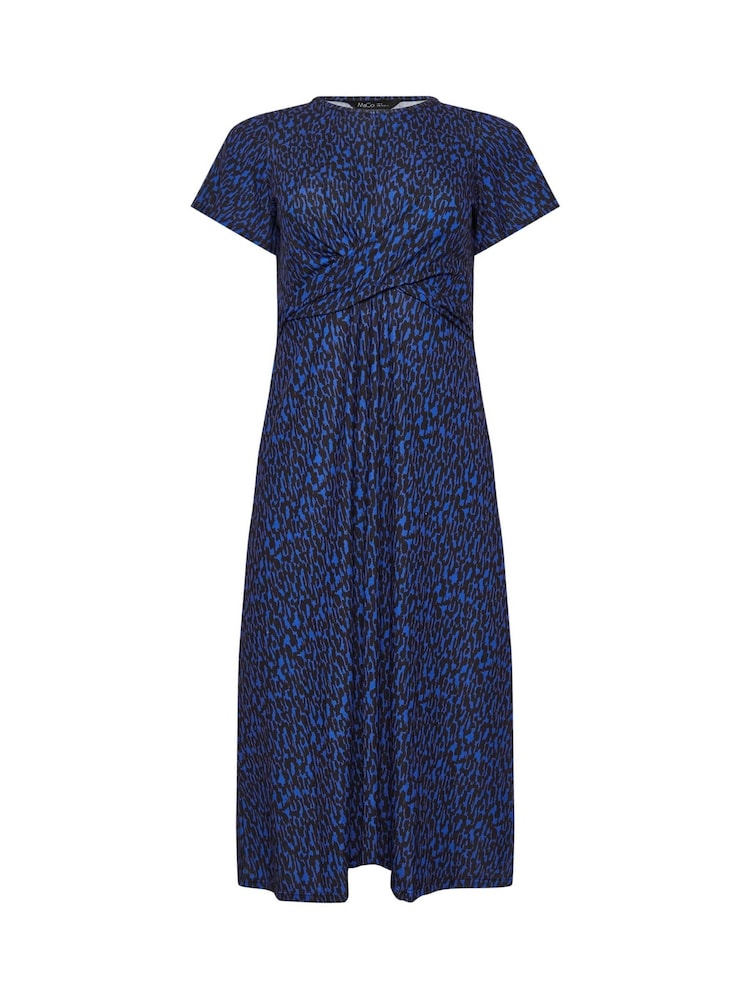 M&Co Black Petite Printed Short Sleeve Twist Front Dress - Image 5 of 5