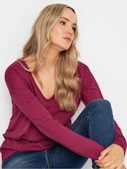 Long Tall Sally Long Sleeve V-Neck 100% Cotton T-Shirt - Imagen 4 de 5