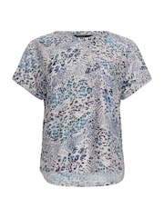 M&Co Blue Petite Burn Out Short Sleeve Top - Image 5 of 5
