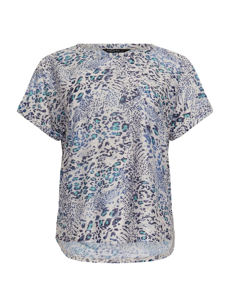 M&Co Blue Petite Burn Out Short Sleeve Top - Image 5 of 5