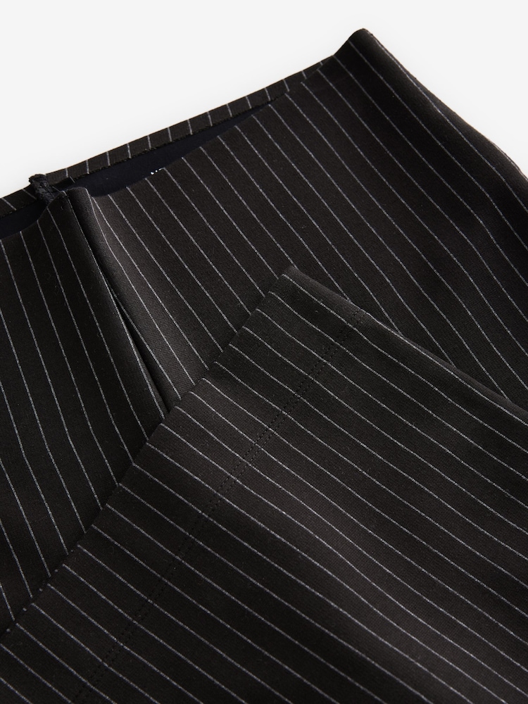 Black Pinstripe Smoothing Ponte Jersey Wide Leg Trousers - Image 8 of 8