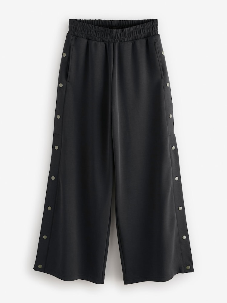 Black Soft Jersey Popper Side Trousers - Image 7 of 9
