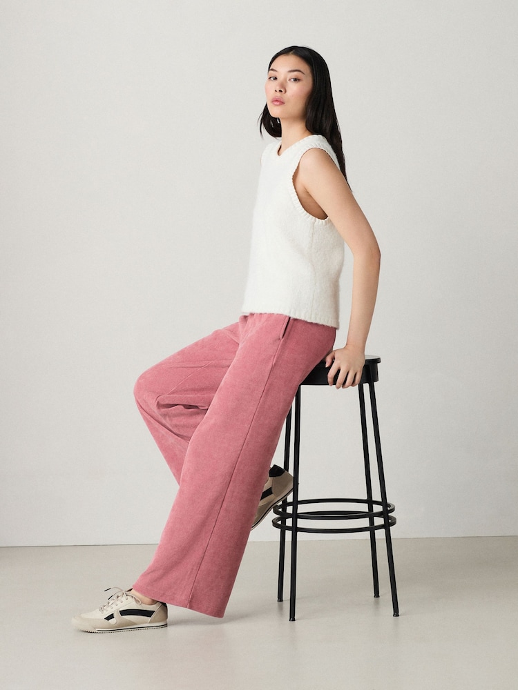Pink Pull On Wide Leg Corduroy Trousers - Image 1 of 6