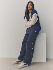 Navy Soft Jersey Popper Side Trousers - Image 1 of 8