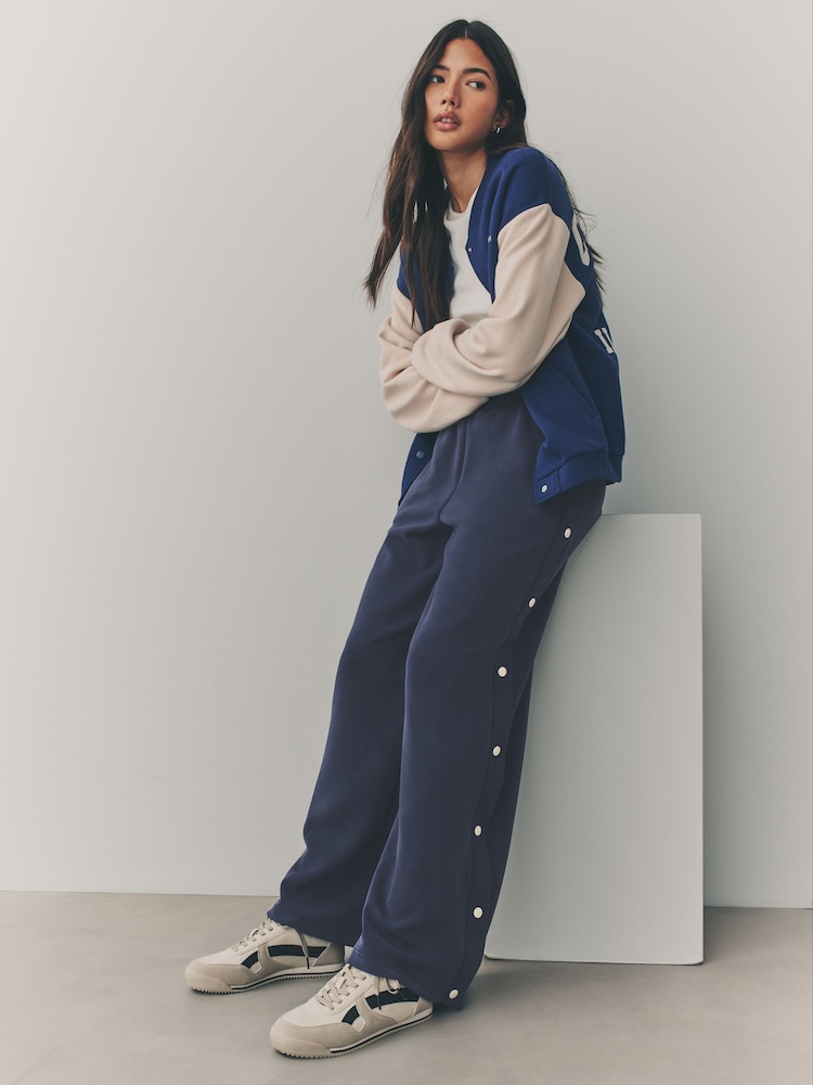 Navy Soft Jersey Popper Side Trousers - Image 1 of 8