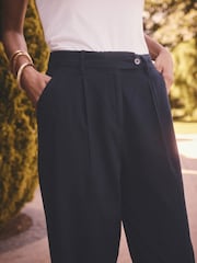 Темно-синий - Оставайтесь на виду у всех, брюки Barrel Leg Linen Rich - Изображение 4 из 5