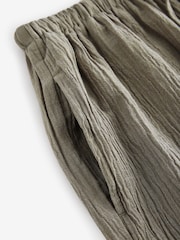 Khaki Green Wide Leg Textured Co-ord Trousers with Linen - Image 7 of 8