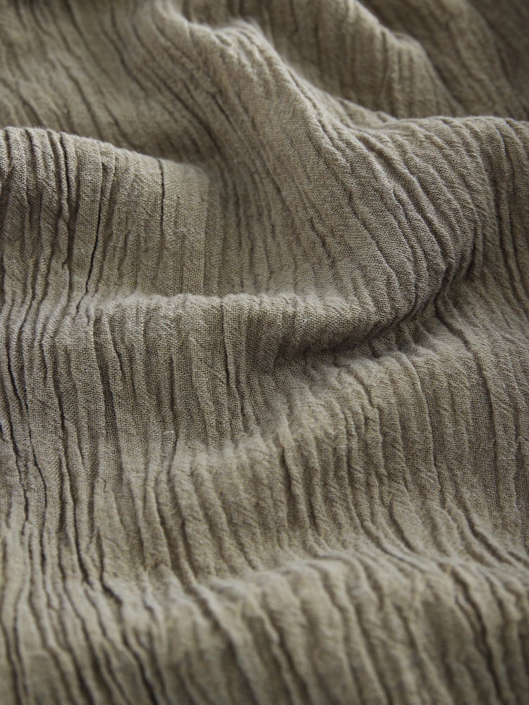 Khaki Green Wide Leg Textured Co-ord Trousers with Linen - Image 8 of 8