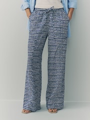 Navy Wide Leg Pull-On Linen Blend Trousers - Image 3 of 8