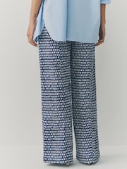 Navy Wide Leg Pull-On Linen Blend Trousers - Image 4 of 8
