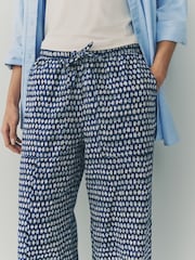 Navy Wide Leg Pull-On Linen Blend Trousers - Image 5 of 8
