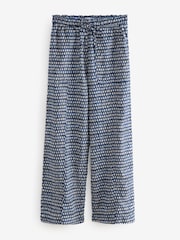 Navy Wide Leg Pull-On Linen Blend Trousers - Image 6 of 8