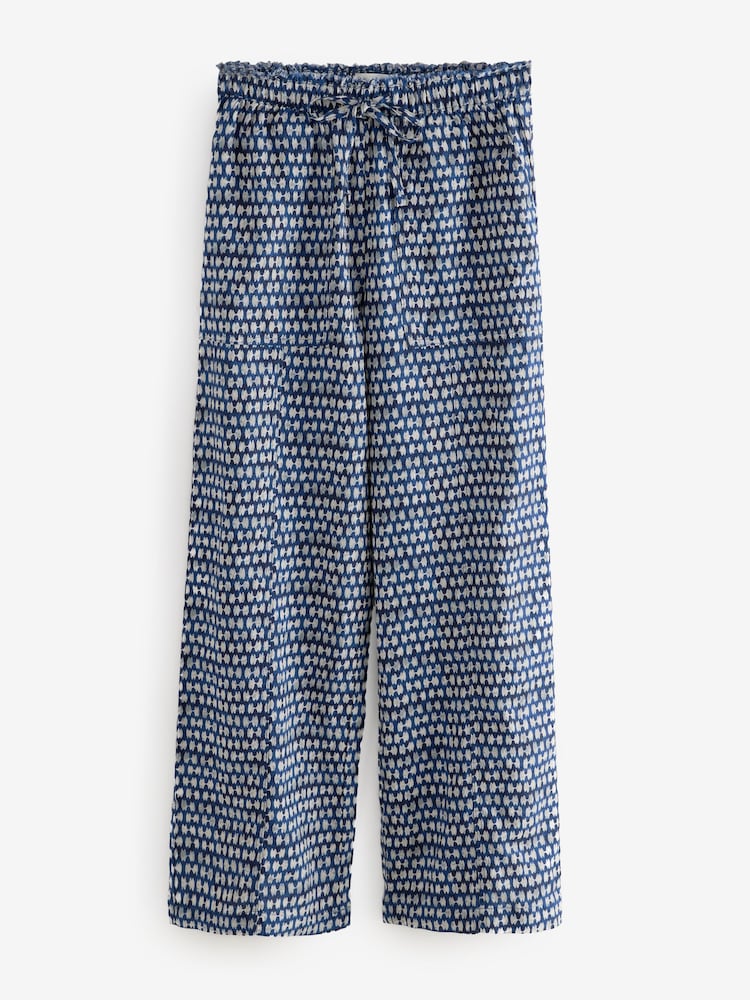 marine - Pantalon ample à enfiler en lin mélangé - Image 6 of 8
