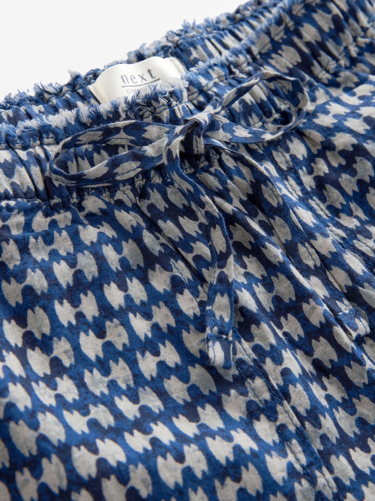 marine - Pantalon ample à enfiler en lin mélangé - Image 7 of 8
