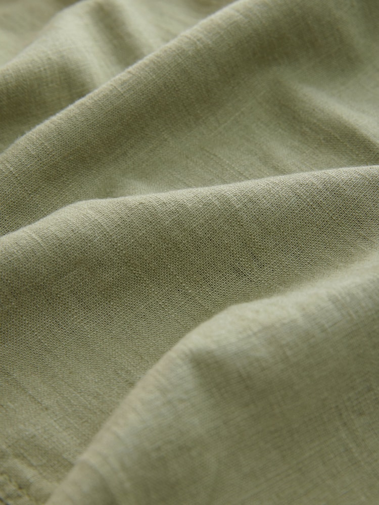 Sage Green Tie Waist Barrel Leg Linen Blend Trousers - Image 7 of 7