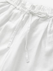 White Tie Waist Barrel Leg Linen Blend Trousers - Image 8 of 9