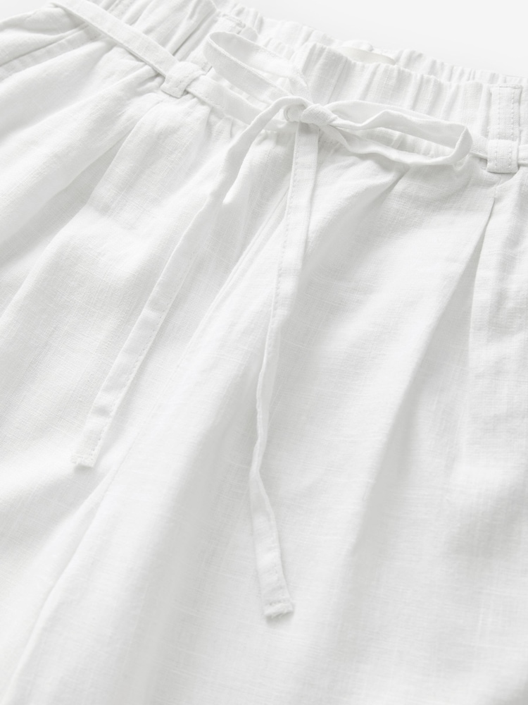 Blanc - Tie Waist Barrel Leg Linen Blend Trousers - Image 8 of 9