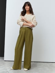 Khaki Green N. Premium Smart 100% Linen Trousers - Image 1 of 9