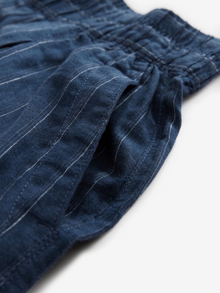 Blue Pinstripe Linen Rich Wide Leg Trousers - Image 8 of 9