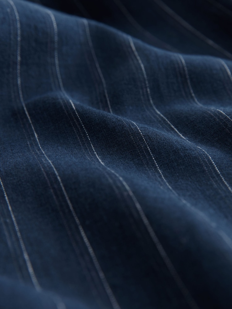 Blue Pinstripe Linen Rich Wide Leg Trousers - Image 9 of 9