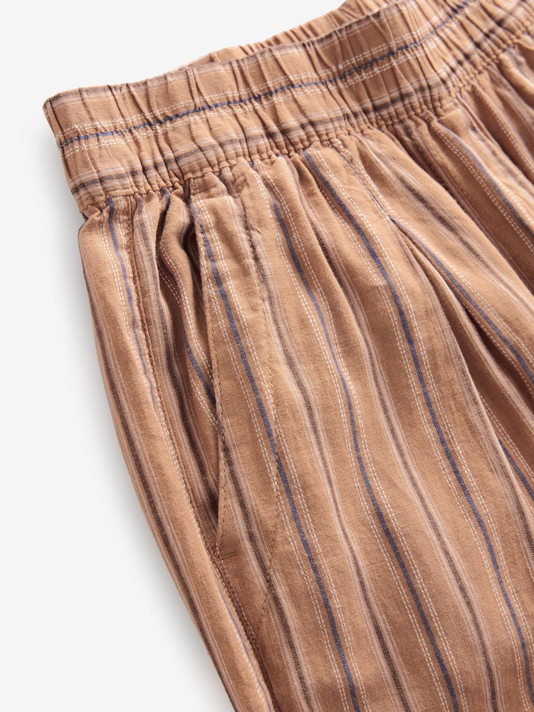 Orange Stripe Linen Rich Wide Leg Trousers - Image 6 of 7