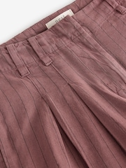 Burgundy Red Super Wide Striped Linen Blend Trousers - Image 7 of 7