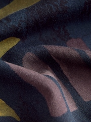 Navy Print Wide Leg Trousers with Linen - Image 6 of 7