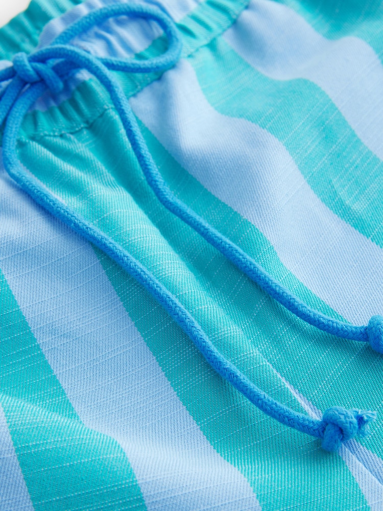 Blue Wide Leg Pull On Striped Trousers - Image 5 of 5
