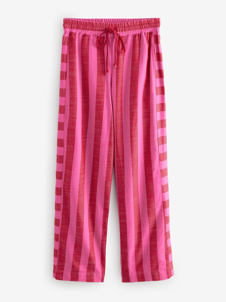 Pink Wide Leg Pull On Striped Trousers - Image 6 of 8