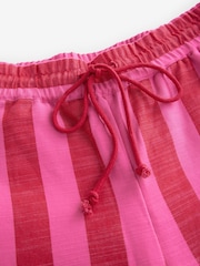 Pink Wide Leg Pull On Striped Trousers - Image 7 of 8