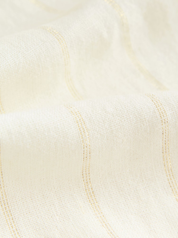 White Metallic Wide Leg Striped Trousers With Linen - Image 8 of 8
