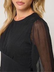 Schwarz - M&Co Petite Long Sleeve Chiffon Dress - Bild 4 von 6