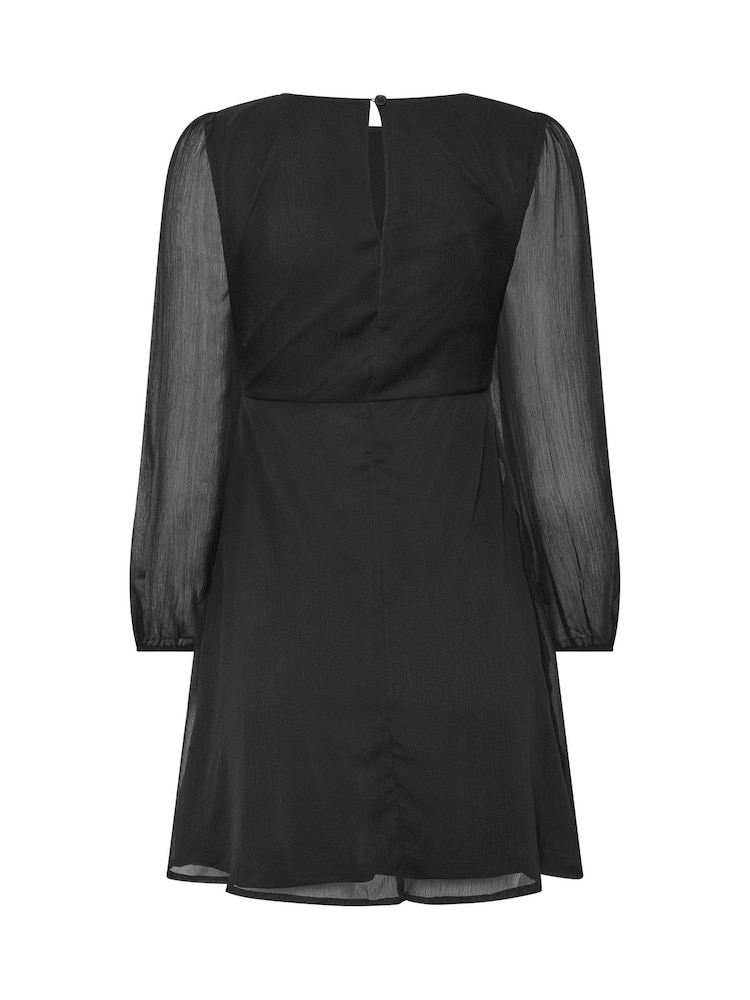 Schwarz - M&Co Petite Long Sleeve Chiffon Dress - Bild 6 von 6