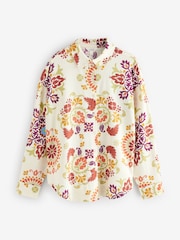 Ecru Long Sleeved Shirt With Linen - Image 6 of 8