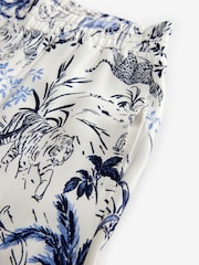 White/Blue Animal Print Wide Leg Satin Trousers - Image 7 of 7