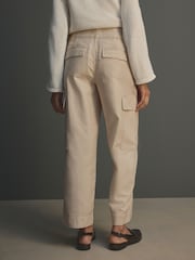 Ecru 100% Cotton Cargo Barrel Leg Trousers - Image 3 of 8