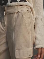 Ecru 100% Cotton Cargo Barrel Leg Trousers - Image 4 of 8