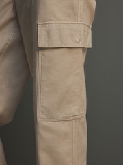 Ecru 100% Cotton Cargo Barrel Leg Trousers - Image 5 of 8