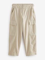 Ecru 100% Cotton Cargo Barrel Leg Trousers - Image 6 of 8
